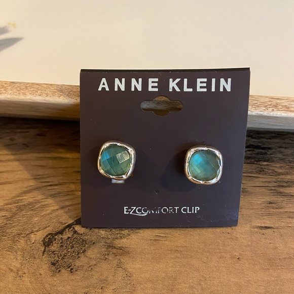 Anne Klein Clip-on Large Silver Stud Earrings - Picture 3 of 5